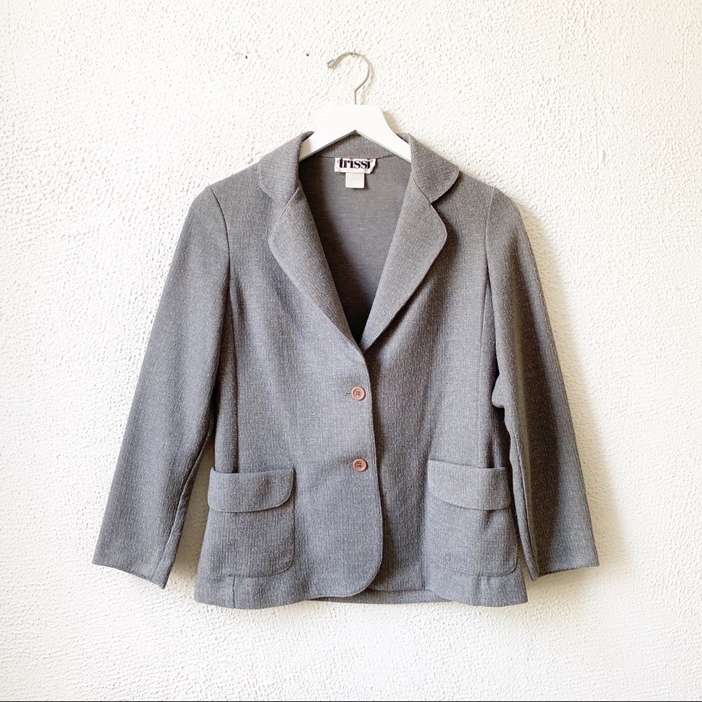 Vintage Trissi Textured Button Up Casual Blazer 2-4